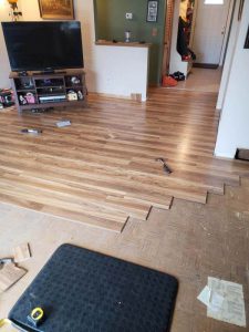 Wood flooring under construction